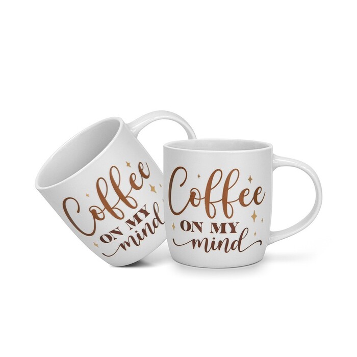 Набор из 2-х кружек Fissman 310 мл COFFEE ON MY MIND фарфор (3713)