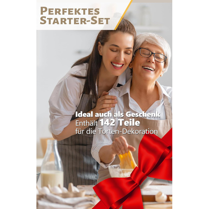 Набір аксесуарів для торта 4smile, 142 предмети - Обертова підставка для торта Набір для прикраси торта, ідеально підходить для початківців у випічці - Набір для випічки з насадками з нержавіючої сталі - Аксесуари для випічки для прикраси торта Набір аксе