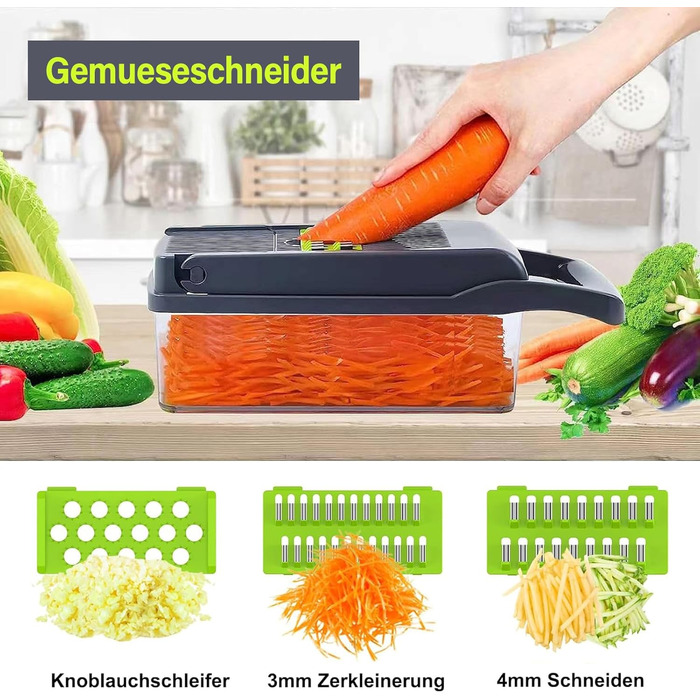 Універсальна овочерізка 16 в 1, сіро-зелений колір Etievort