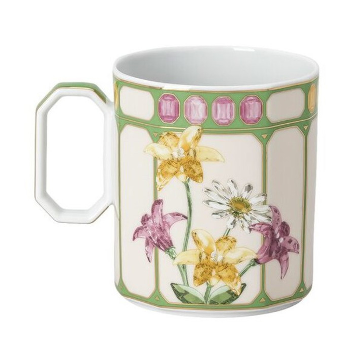 Кружка с ручкой 0,39 л Птичка в зеленой рамке, IDYLLIA Swarovski x Rosenthal
