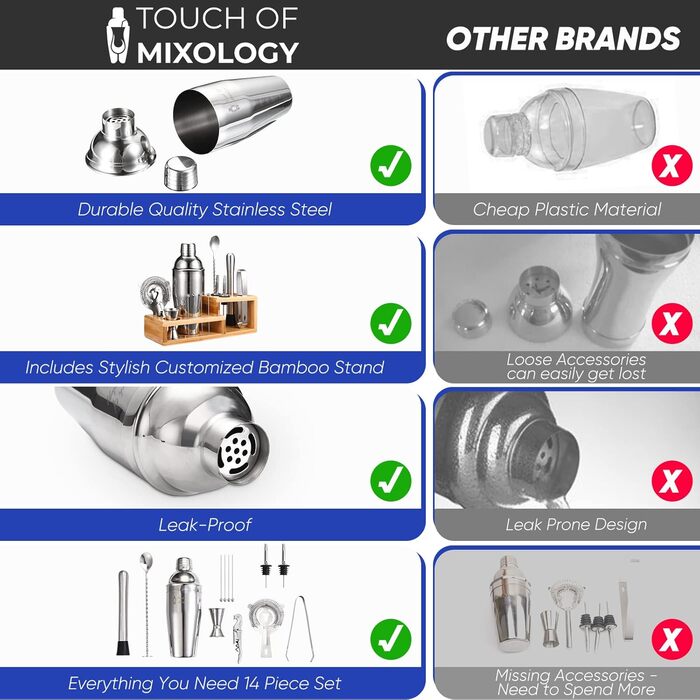 Набір бармена для коктейлів 14 предметів Touch of Mixology