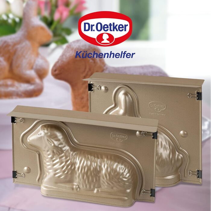 Набір з 2 форм для пасхальної випічки, ягня та кролик Golden Easter Dr. Oetker