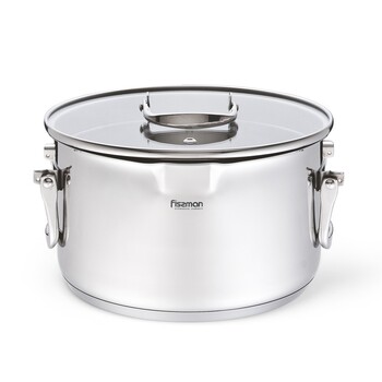 Каструля Fissman ADELIE 22x12,5 см / 4,6 л зі скляною кришкою нержавіюча сталь (5227)