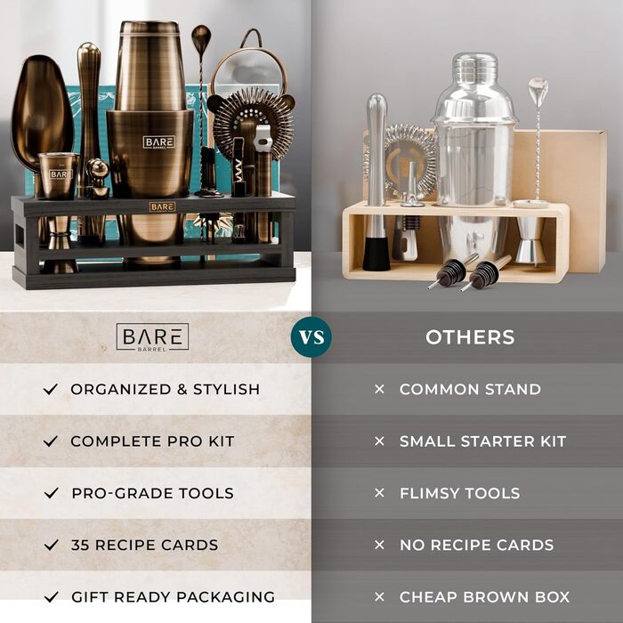 Набір для коктейлів 16 предметів латуний Bare Barrel