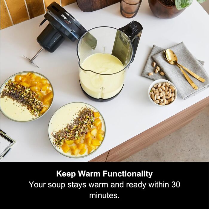 Суповарка Morphy Richards Clarity об&39ємом 1,6 л, контроль порцій, 9 функцій, інтелектуальна технологія реакції, підтримка тепла, суповарка та смузі, білий та чорний кольори, 501050