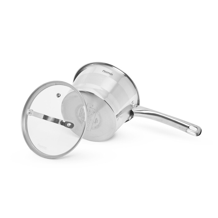 Ковш Fissman TIERNO 16x9,5 см/1,5 л со стеклянной крышкой нержавеющая сталь (5488)