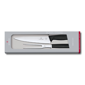 Набір кухонний Victorinox SwissClassic Carving Set ніж+виделка з чорн. ручкою у подар.упак.