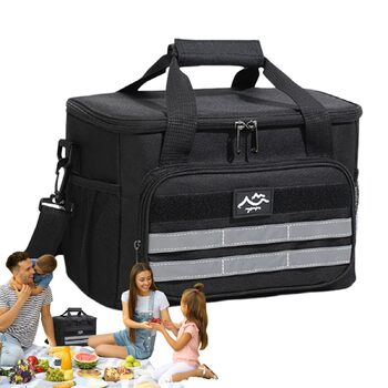 Універсальна ізольована сумка для їжі, термобокс для ланч-боксу для дорослих - водонепроникне зберігання напоїв, грудного молока, для використання в дорозі, на риболовлі, пікніках, у походах, на барбекю, у школі, на роботі (чорна)