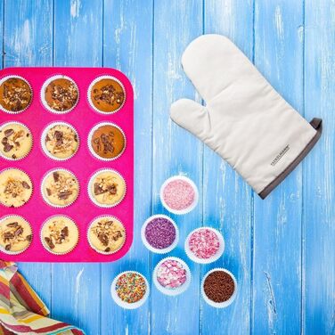 Рукавиця для духовки, бавовна, біло-сіра Fackelmann