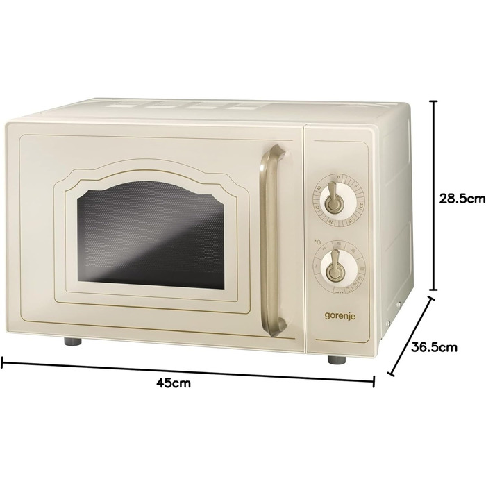 Мікрохвильова піч Gorenje MO20A3WH / 20 л / 800 Вт / AquaClean / AutoMenu / Сенсорне керування / LED-дисплей / Функція розморожування / 5 рівнів потужності / Блокування від дітей / Білий (Класичний, Бежевий)