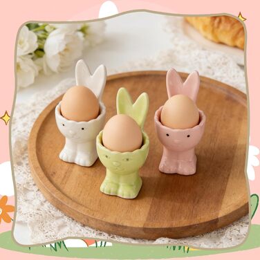 Набір із 2 порцелянових стаканчиків для яєць на Великдень, керамічні стаканчики для яєць у формі кролика, кумедні, креативні тарілки для пасхальних яєць у формі зайчика, можна мити в посудомийній машині, підставка для варених яєць, великодні подарунки (A 