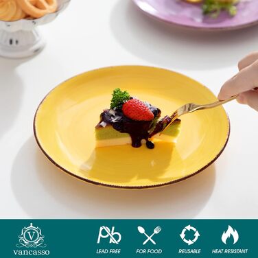 Кераміка для тарілок для торта vancasso, плоска тарілка BONITA з 6 предметів, набір десертних тарілок для тарілок для макаронів Ø 18,8 см (7,5 дюйма, барвиста серія02)