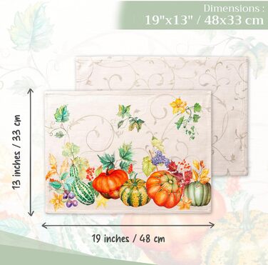 Бавовняні килимки для серветок, набір з 4 шт. , декоративні килимки для серветок, пасхальні килимки, що миються, для свят, вечерь, весни, літа (33 см x 48 см) (17 - Lumina), 39Hermine 100