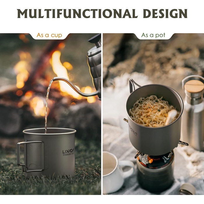 Титановая кружка-кастрюля 550 мл Lixada