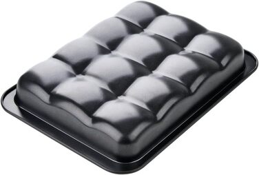 Форма для булочек Black Metallic, высококачественная форма для пельменей на пару с антипригарным покрытием, форма для выпечки на 12 пельменей, квадратный противень для маленьких сортов хлеба, универсальная форма (цвет черный), 6517
