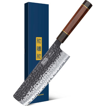 Ніж HOSHANHO Santoku Кухонний ніж ручного кування, ніж Сантоку Гостре лезо 18 см Кухонний ніж з японської серцевини VG10 Ніж для кухарів з ергономічною ручкою Подарункова коробка (ніж для кухарів Nakiri 18 см)