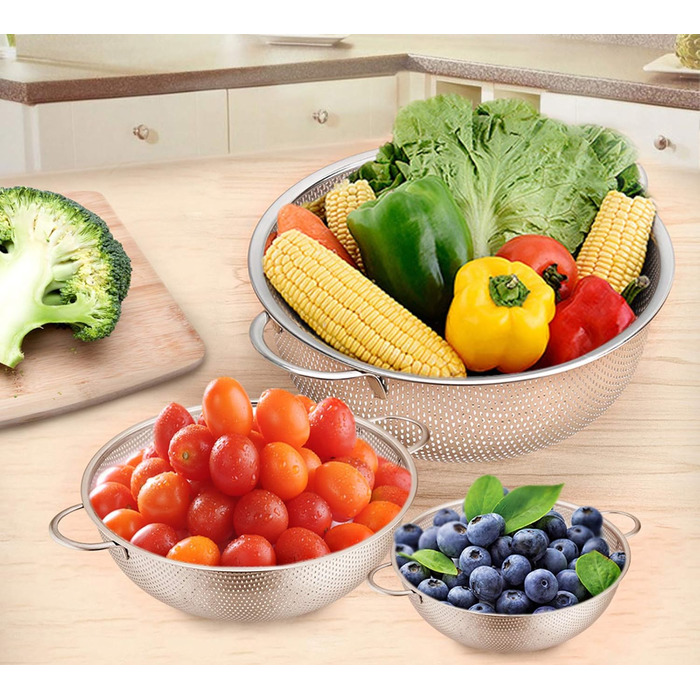 Набор из 3 микроперфорированных кухонных сит из нержавеющей стали TEAMFAR