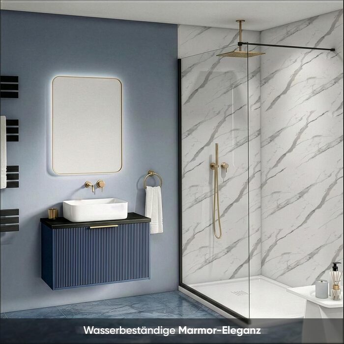 Стінові панелі IZODEKOR під мармур 60x120 см Панель для кухонного фартуха ПВХ-облицювання стін для кухні, ванної кімнати Бризкозахисний екран для кухні Водонепроникний та термостійкий ( панель, новий колір Ice Berg Grey)