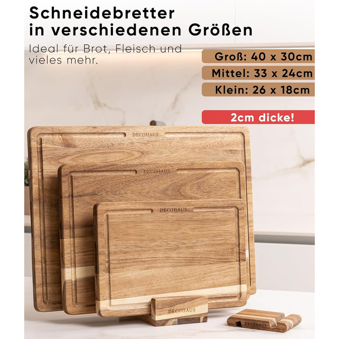 Набір обробних дощок з натурального акацієвого дерева 3 шт Deco haus