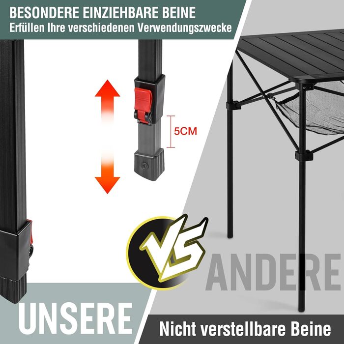 Алюминиевый раскладной стол 70 х 70 х 78 см VILLEY