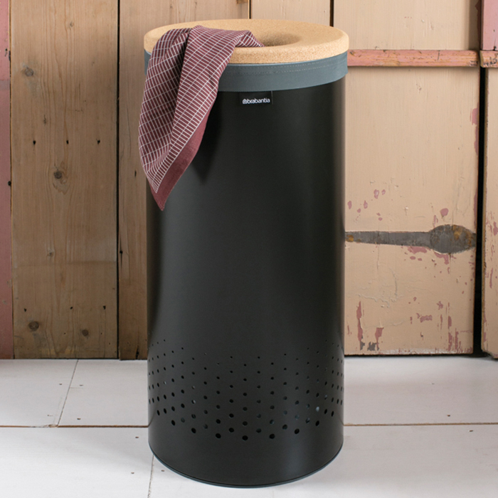 Бак для білизни (35л) чорний матовий пробкова кришка Brabantia
