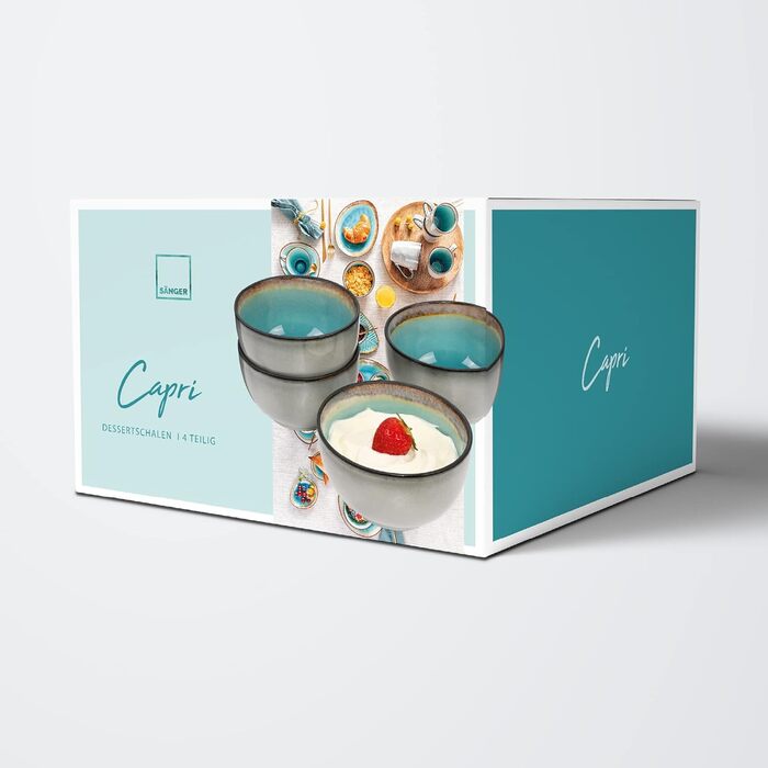 Співачка Набір десертних боулів Capri, набір десертних чаш з 4 предметів з фаянсу, ємність 450 мл Набір десертних чаш 4 шт.
