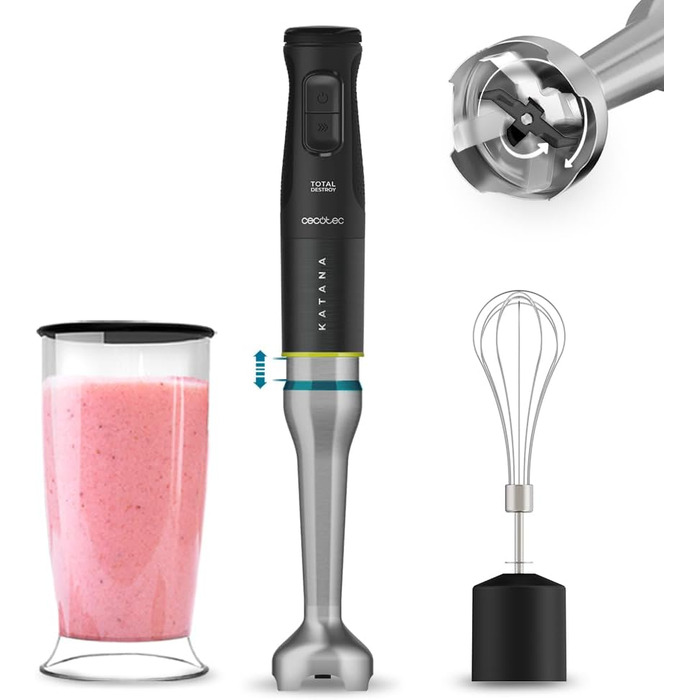 Ручний блендер 1500 Вт Katana TotalDestroy з насадкою-віничком та мірною ємністю 800 мл Cecotec