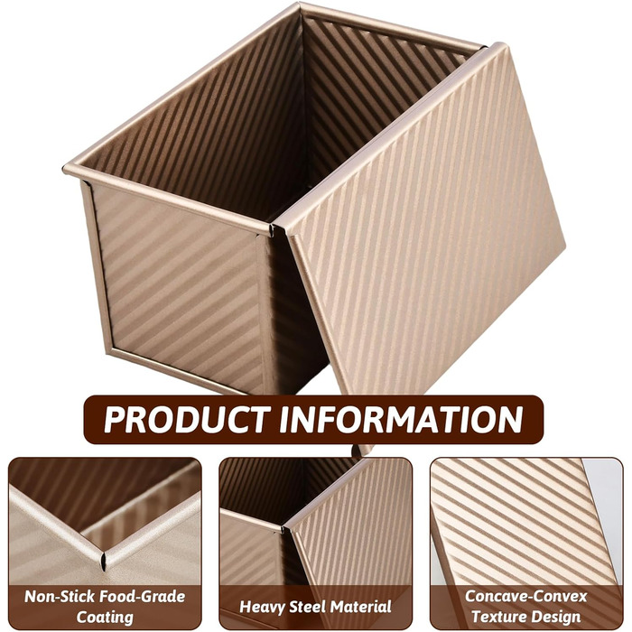 Форма для випікання тостів з кришкою 19,2x10,2x11,5 см рожеве золото PTJJXA