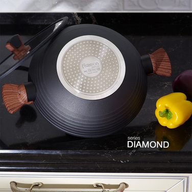 Вок Fissman DIAMOND GREY 3,6 л со стеклянной крышкой (14302)