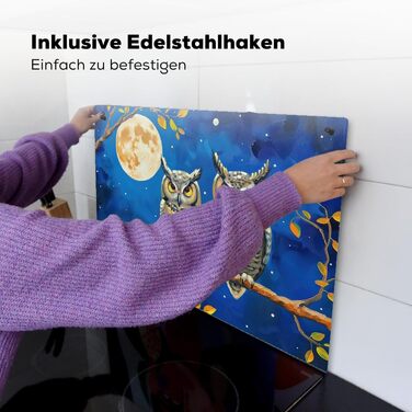 Фартух для плити, кухонний фартух, вініл, 78x52 см, декор для кухні, облицювання стіни, кришка для плити - сіро-чорна (під сов - пофарбована, 51,5Д x 76Ш см)