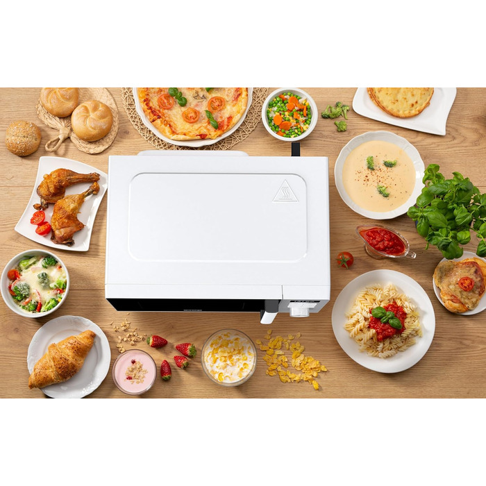 Мікрохвильова піч Gorenje MO20A3WH / 20 л / 800 Вт / AquaClean / AutoMenu / Сенсорне керування / LED дисплей / Функція розморожування / 5 рівнів потужності / Блокування від дітей / Електронна / Біла
