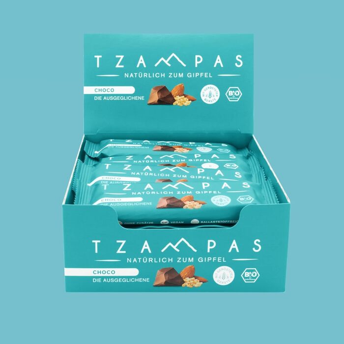 Энергетические батончики с темным шоколадом и миндалем 16 x 40 г, Choco TZAMPAS