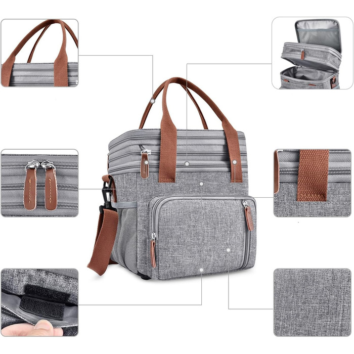 Преміальна ізольована сумка-холодильник, тканина Оксфорд з регульованими ремінцями, двошарова термосумка для кемпінгу на свіжому повітрі, сіра