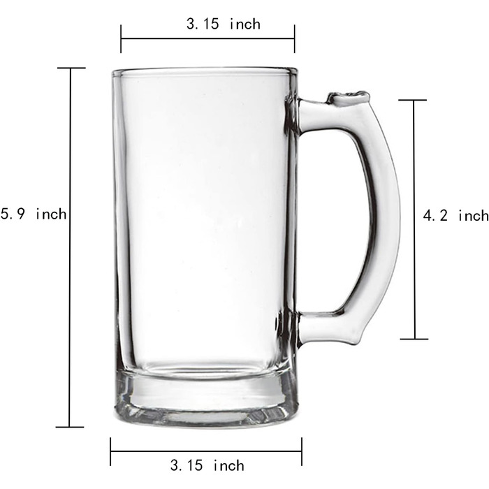 Набір скляних пивних кухлів 4 шт 473 мл TUSAPAM