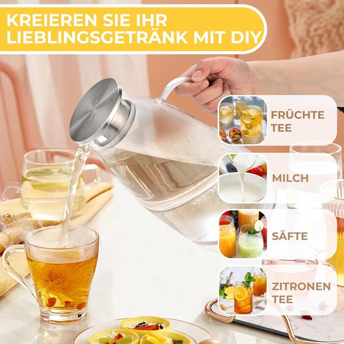 Кувшин с крышкой и щеткой для горячих/холодных напитков 3 л SUSTEAS