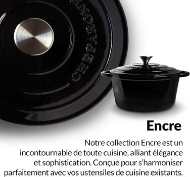 Чавунна жаровня 3,5 л з кришкою 24 см, чорна Chefarone