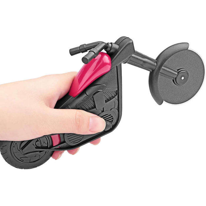 Резак для пиццы в виде мотоцикла с подставкой, красно-черный KUONIIY