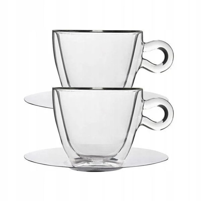 Набор для капучино 2 чашки 0,165 л с блюдцами, 4 предмета, Thermic Glass Luigi Bormioli