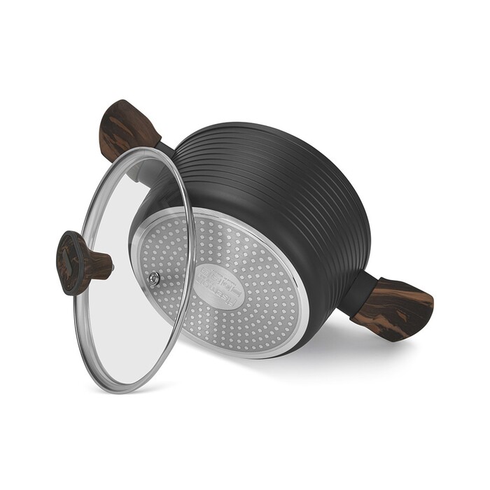 Кастрюля Fissman 20x10 см/2,6 л CUISINE со стеклянной крышкой алюминий с антипригарным покрытием (14592)
