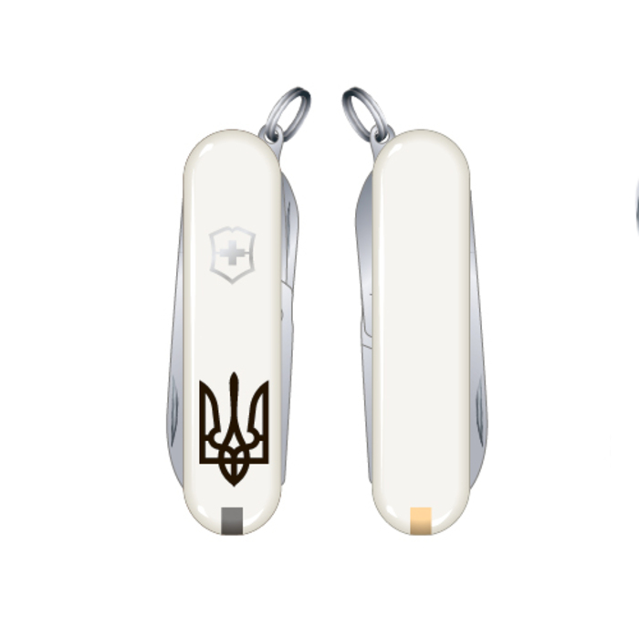 Ніж швейцарський 58 мм, 7 функцій, білий Victorinox Classic Sd Ukraine