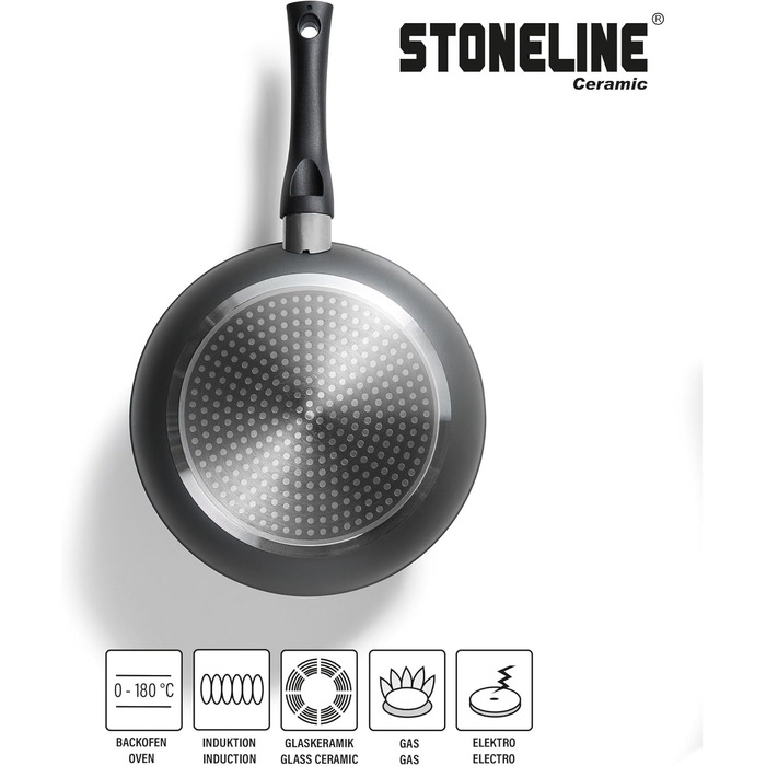 Набір керамічних горщиків STONELINE з 6 предметів, 18/20/24 см, з кришкою, антипригарний, без PFAS, для індукційних плит усіх типів з керамічним покриттям та справжніми кам&39яними частинками, набір посуду (сірий, 16 предметів)