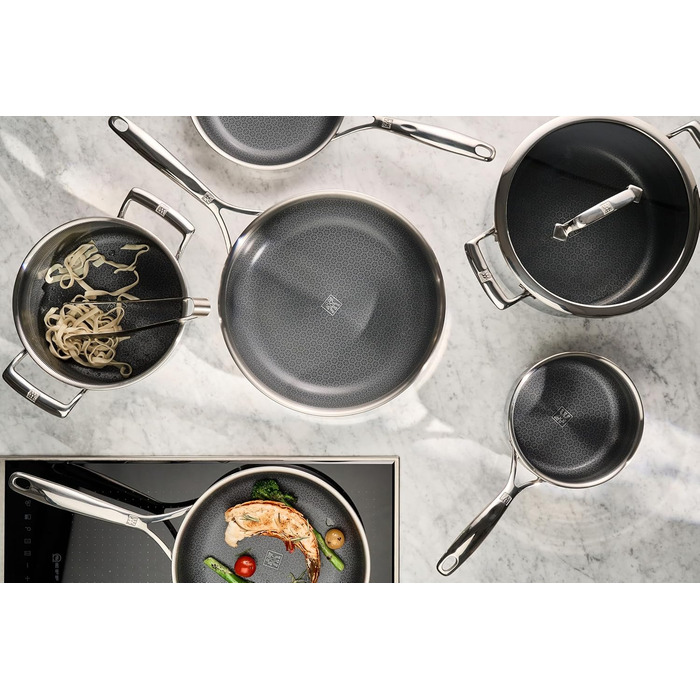 Сервировочная сковорода 26 см с антипригарным покрытием в форме сот со стеклянной крышкой Peak Zwilling