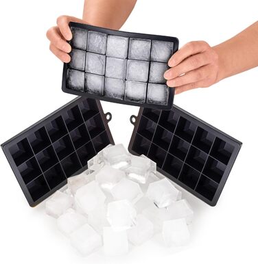 Силіконові формочки для льоду Blumtal 2x24 - Формочка для льоду - Силіконова форма для льоду розміром 2,6 см - 2 формочки для льоду розміром M - Льодогенератор без BPA 2 шт. - Кубики M (Кубики XL, чорно-синій - чорно-синій)