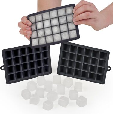 Силіконові формочки для льоду Blumtal 2x24 - Формочка для льоду - Силіконова формочка для льоду для кубиків льоду 2,6 см - 2 x формочки для льоду розміром M - Льодогенератор без BPA 2 шт. - Чорний, синій - Чорно-сині кубики M Чорний, синій - Чорно-синій