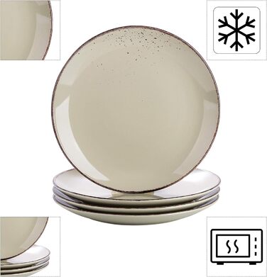 Комбінований сервіз vancasso, набір посуду Navia з кераміки, 32 предмети столового сервізу, вінтажний зовнішній вигляд, дизайн природи (4 предмети, бежевий)