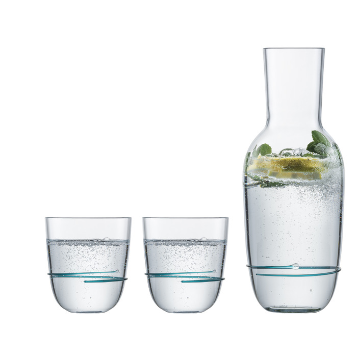 Графин для воды со стаканами, набор 3 предмета, изумрудный Aura Zwiesel Glas