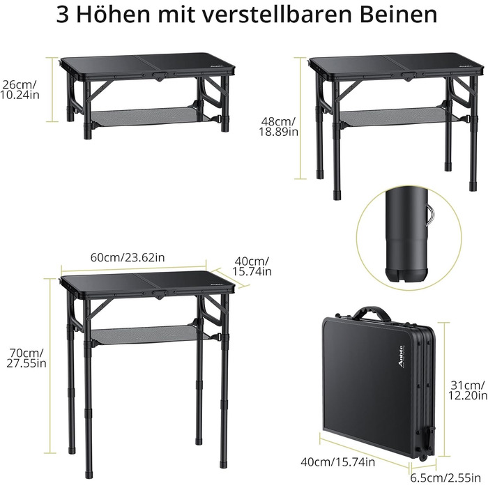 Складной кемпинговый стол 60 х 40 см Anbte