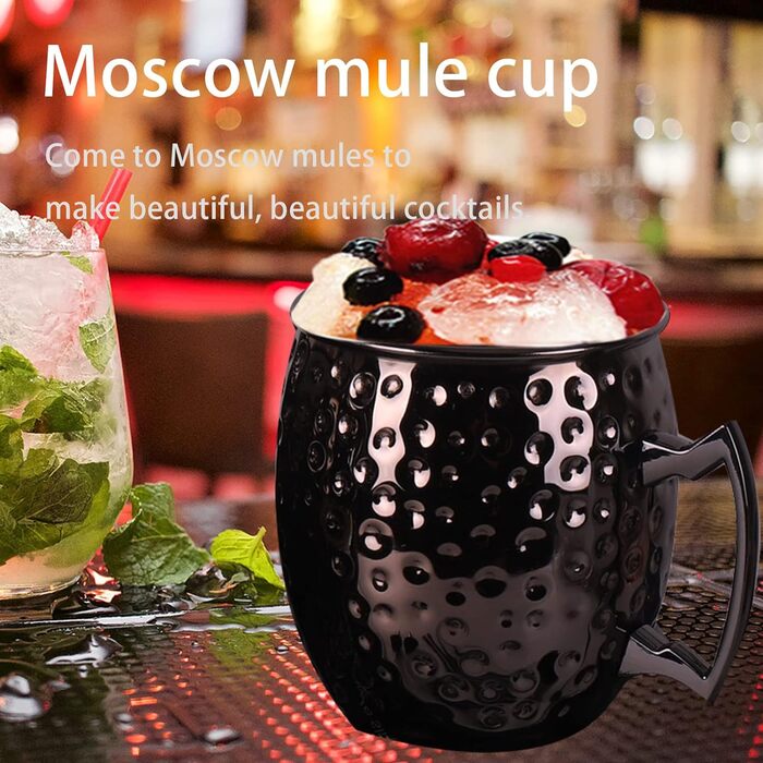 Набір з 4 склянок, подарунковий набір келихів для коктейлів з підставками, соломинками для коктейлів, ложками, щіткою для чищення, винним штопором та винними аксесуарами, Moscow Mule, RERXN