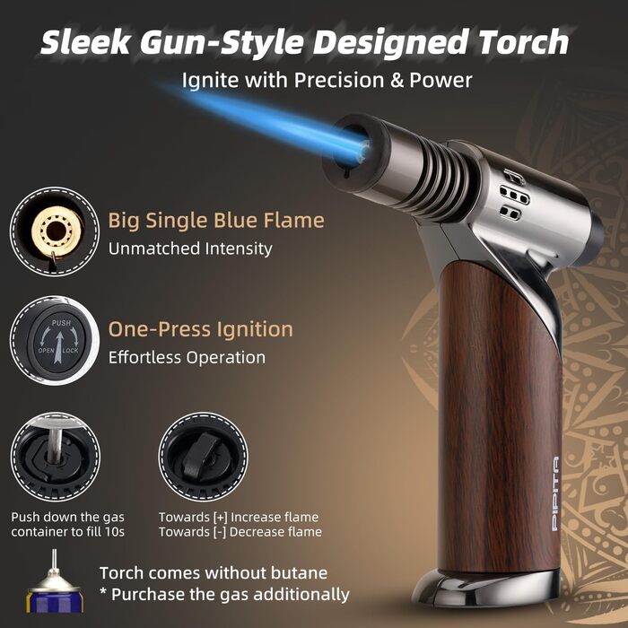 Набор для копчения коктейлей с факелом из 8 вкусов древесных чипсов PIPITA