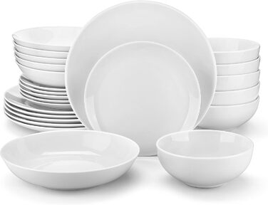 Набір посуду на 6 персон, 24 предмети, білий Amelia MALACASA